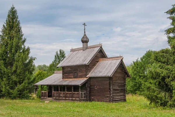 Régi Fából Készült Ortodox Templom Veliky Novgorod Orosz Faépítészet — Stock Fotó