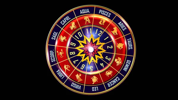 Rendering Zodiac Wheel Universo Loop Sfondo Colorato Usalo Migliorare Qualsiasi — Foto Stock