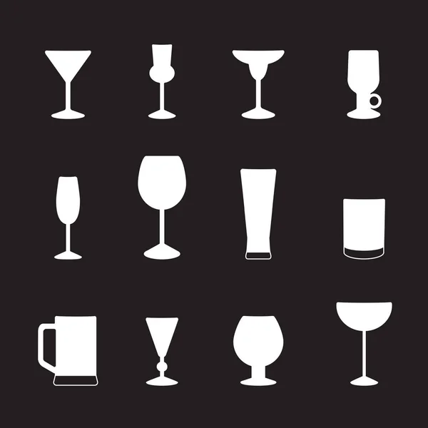 Types de verres pour différentes boissons, un ensemble d'icônes. Illustration vectorielle Graphismes Vectoriels