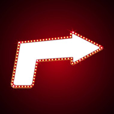 Elektrik ampulleri billboard. Retro ok ışık çerçeveler. vektör çizim.