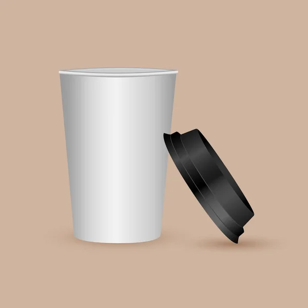 逼真的3D 纸咖啡杯 模型的设计模板 前视图 向量例证 — 图库矢量图片