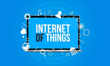 şeylerin Internet yazı ile renkli laptop vektör çizim