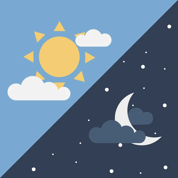 Ilustración Vectorial Del Sol Luna Colores Día Noche Concepto — Archivo Imágenes Vectoriales