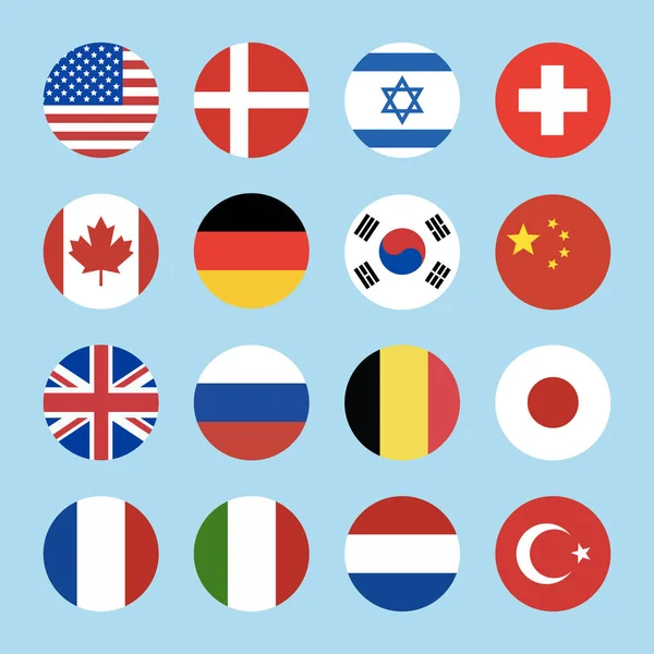 Vector Illustration Colored Flags Various Countries — Stock Vector