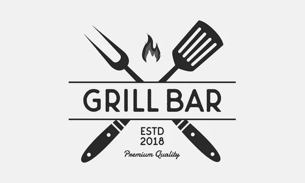 Vektorillustration Grill Bar Logotyp Isolerad Vit Bakgrund — Stock vektor