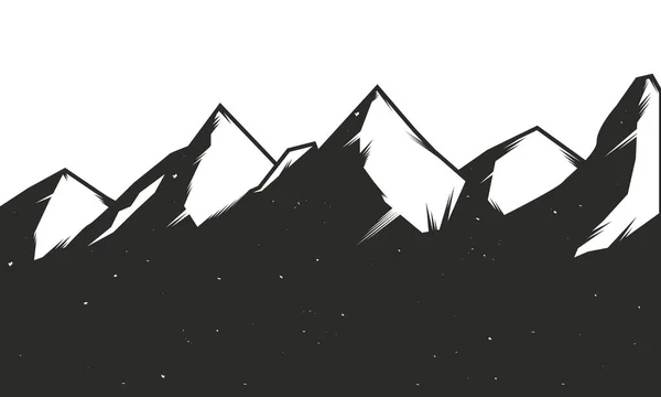 Illustration Vectorielle Belles Montagnes Enneigées Sur Fond Blanc — Image vectorielle