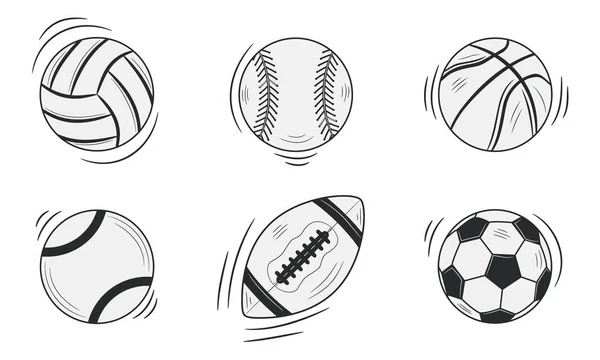 Vector Illustration Set Balls Different Sport — Stock Vector