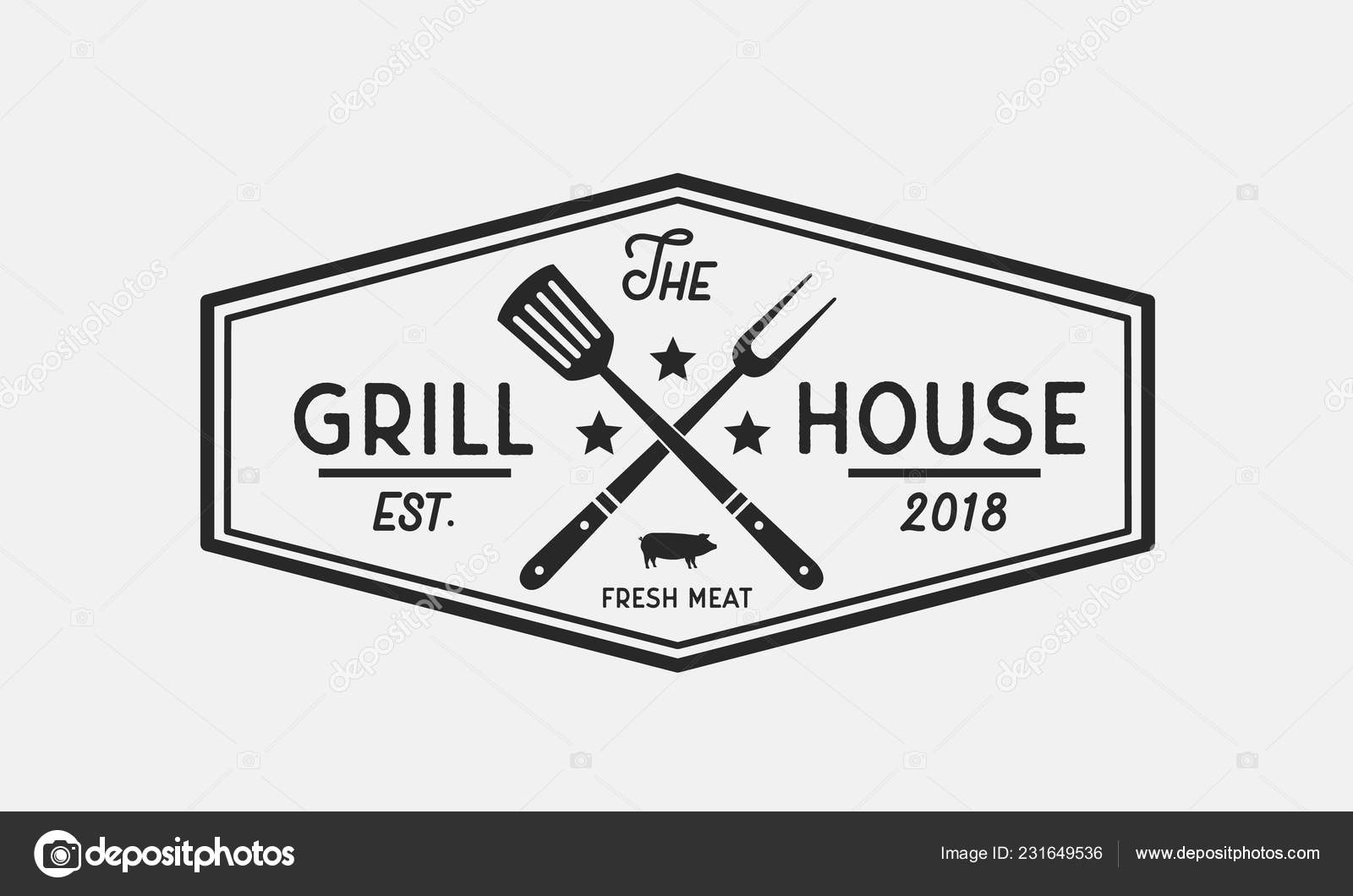 Logotipo Vetor Grill Logotipo Restaurante Com Garfo Grelha Espátula Cartaz  Vetor de ©nicolasd98 231649536, image size:1600x1060