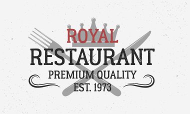 Restoran - vintage basit logo konsepti. Bıçak ve Çatal ile Restoran Logosu. Restoran logosu şablonu. Grunge doku. Vektör illüstrasyon - Vektör