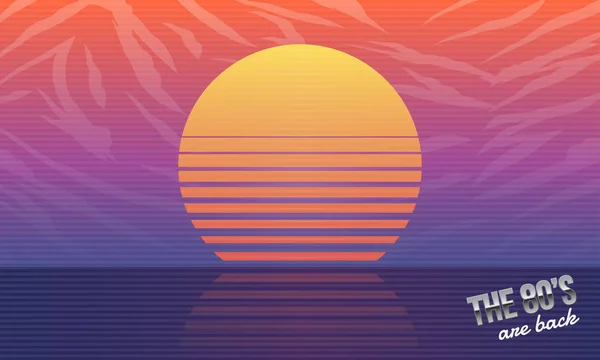 Paisaje Futurista Retro Fondo Estilo 1980 Vector Plantilla Fondo Ciencia — Archivo Imágenes Vectoriales