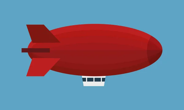 Zeppelin Rouge Dirigeable Sur Fond Bleu Avec Des Rayons Lumineux — Image vectorielle