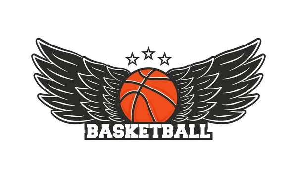 Logo Del Basket Pallone Basket Con Ali Illustrazione Vettoriale — Vettoriale Stock