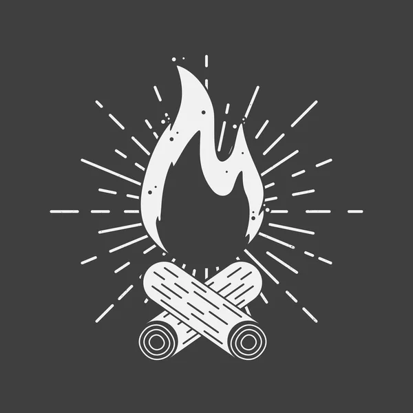Вінтажний Знак Bonfire Легкими Променями Campfire Ретро Дизайн Векторні Ілюстрації — стоковий вектор