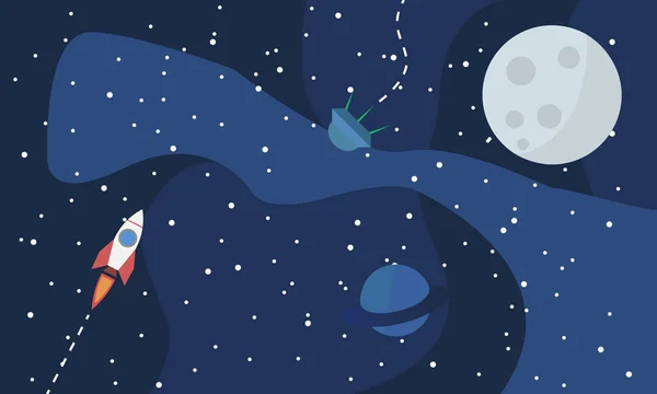 月と宇宙からの地球 — ストックベクタ