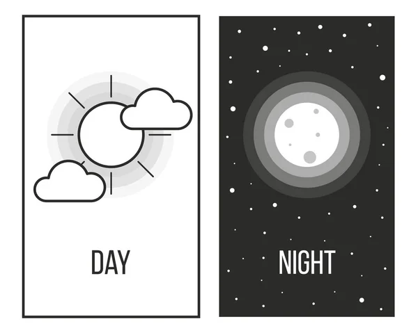 Dzień Noc Słońce Księżyc Ilustracja Wektorowa — Wektor stockowy