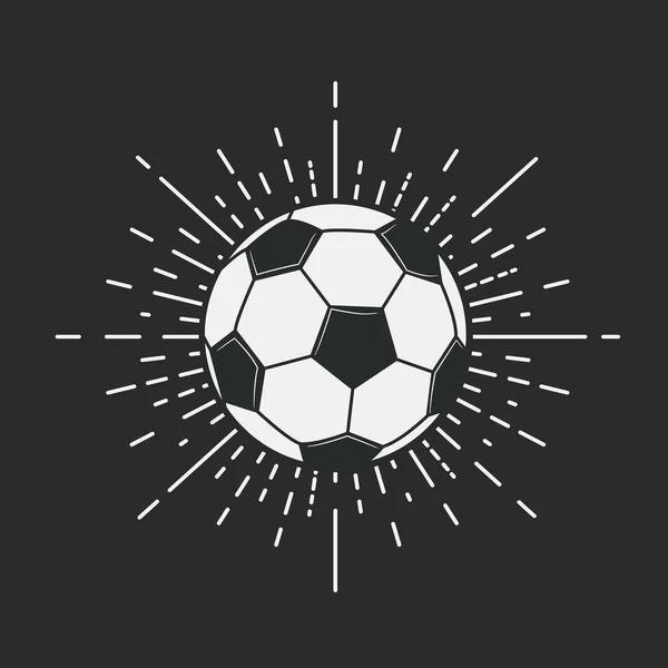 Retro Futbol Futbol Logosu Vintage Sunburst Ile Siyah Bir Arka — Stok Vektör