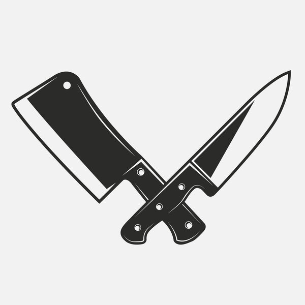Vector Butcher knives icons. Meat knives isolated on a white background