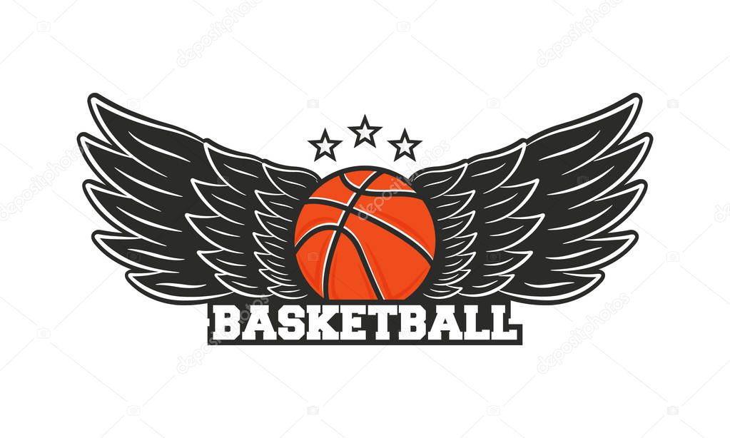 Logo Del Baloncesto Balón Baloncesto Con Alas Ilustración