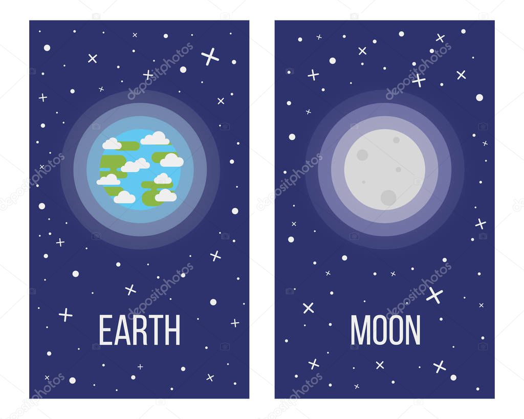 Cartoon Earth Illustration. Earth in space. Flat Vector illustration