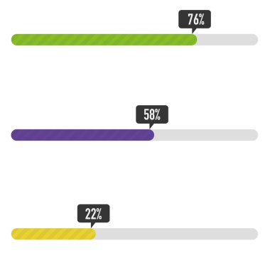 Vektör ilerleme çubuğu şablonu. Tasarım web arayüzleri, istatistikler, bilgi grafikleri için öğeler