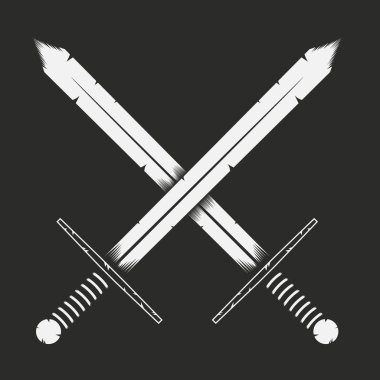 İki çapraz kılıç. Vintage vektör çizim