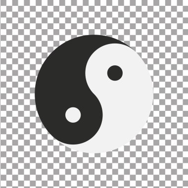 Saydam arka plan üzerinde izole Ying-Yang sembolü. Vektör çizim