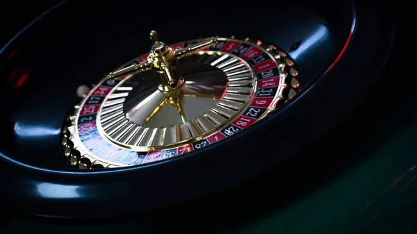 Casino Hintergrund Pokerchips Spieltisch Roulette Rad Bewegung — Stockfoto
