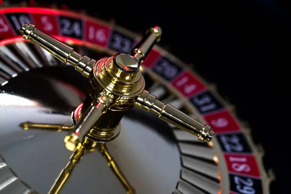 Casino Bakgrund Pokermarker Spel Bord Roulettehjulet Rörelse — Stockfoto