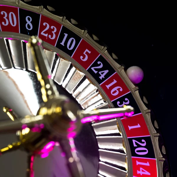 Casino Hintergrund Pokerchips Spieltisch Roulette Rad Bewegung — Stockfoto