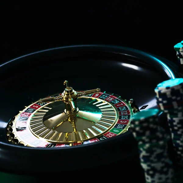 Casino Fundo Fichas Poker Mesa Jogos Roleta Roda Movimento — Fotografia de Stock