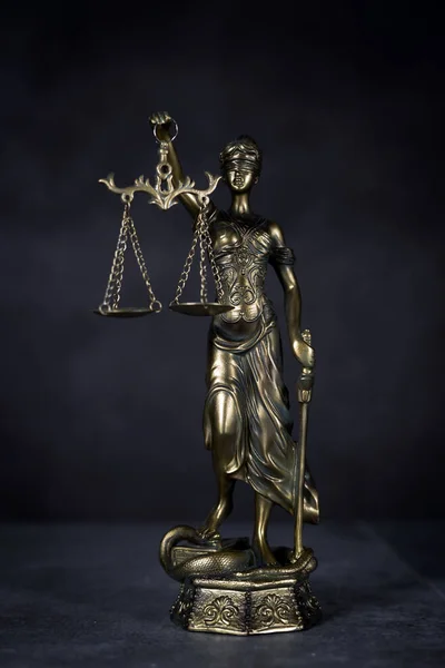 Sculptuur Van Blind Themis Lege Evenwicht Schalen Mythologische Griekse Godin — Stockfoto