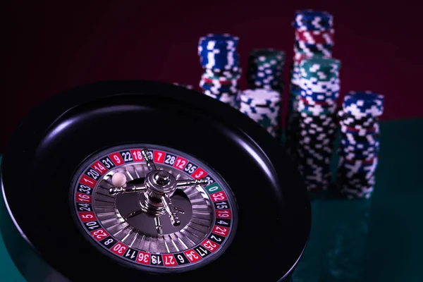 Фон Казино Покерні Фішки Ігровому Столі Рулетка Русі — стокове фото