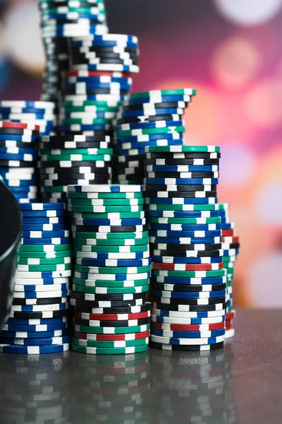 Närbild Färgglada Spel Poker Chips — Stockfoto