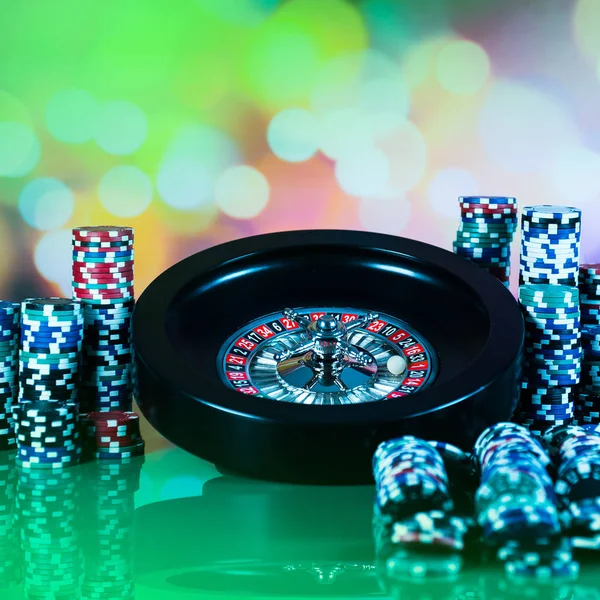 Fondo Del Casino Fichas Póquer Mesa Juego Ruleta Movimiento — Foto de Stock