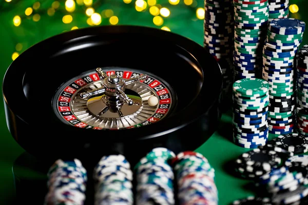 Fondo Del Casino Fichas Póquer Mesa Juego Ruleta Movimiento —  Fotos de Stock