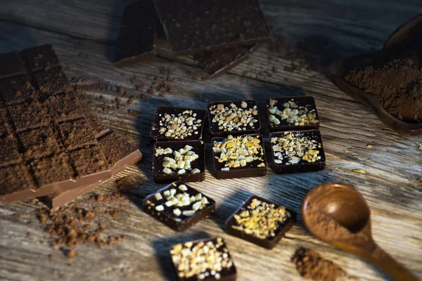 Varietà Praline Cioccolato Fresche Fatte Casa — Foto Stock