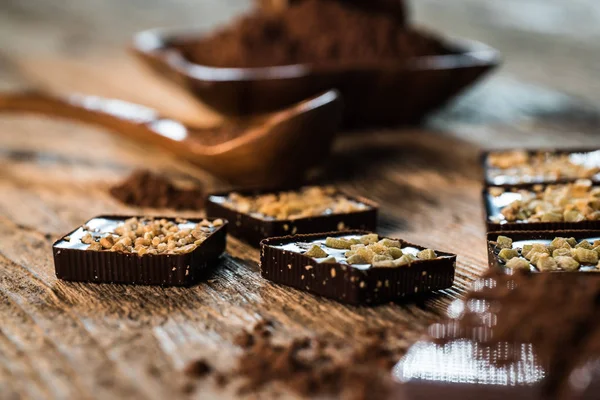 Vielfalt Frischen Hausgemachten Schokoladenpralinen — Stockfoto