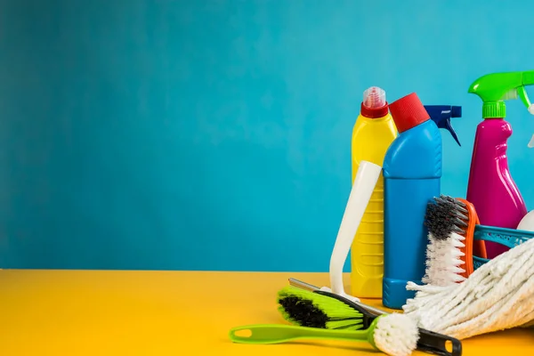 Colorful tools for washing and cleaning room