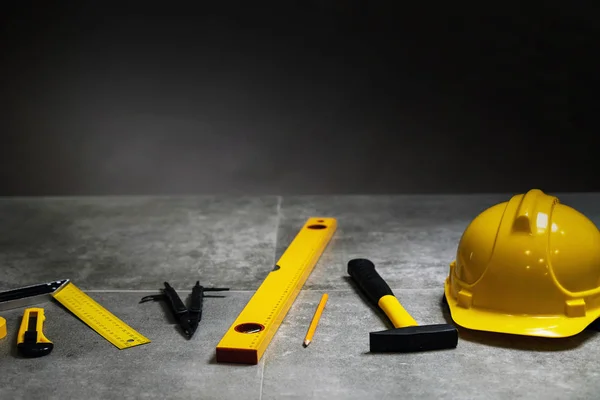 Conjunto Amarillo Herramientas Para Reparación Construcción — Foto de Stock