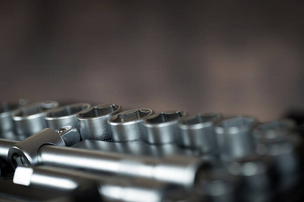 Close up of socket wrench set