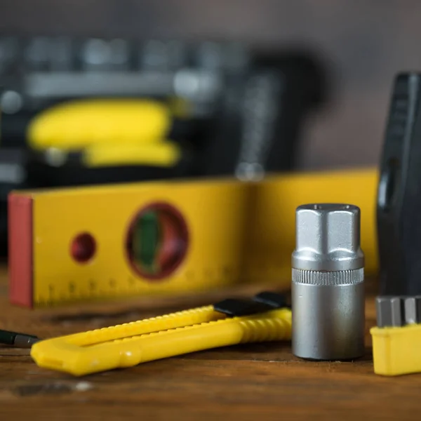 Gelber Satz Werkzeuge Für Reparatur Und Bau — Stockfoto