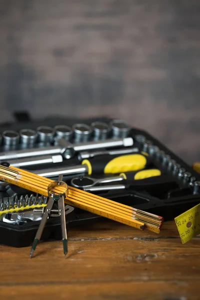 Conjunto Amarillo Herramientas Para Reparación Construcción — Foto de Stock