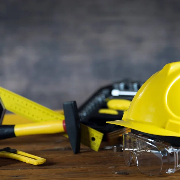 Conjunto Amarillo Herramientas Para Reparación Construcción — Foto de Stock