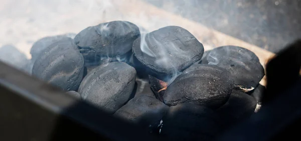 Heiß Zubereitete Holzkohle Zum Grillen Freien — Stockfoto