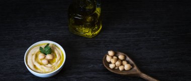 Humus taze nohut ve maydanoz, geleneksel Levanten daldırma ile