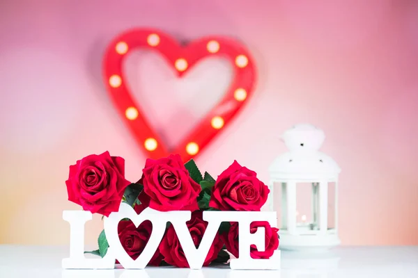 Valentines Day Concept Houten Woord Liefde Met Hart — Stockfoto