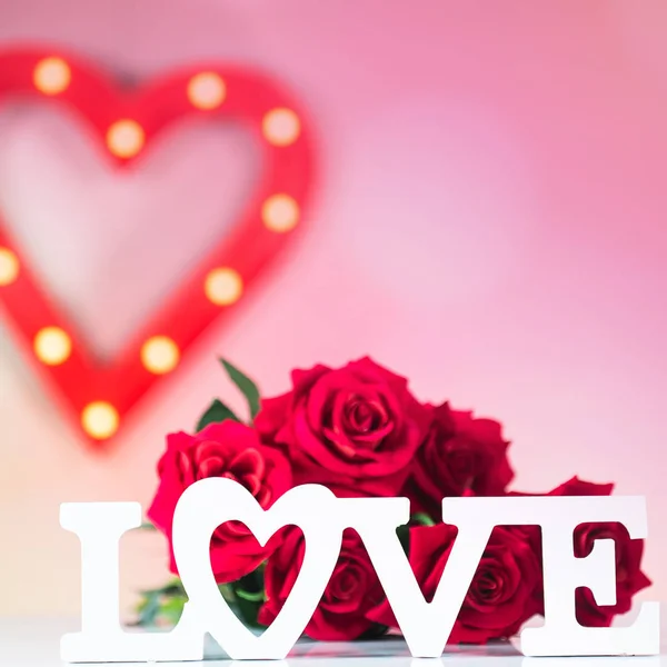 Valentines Day Concept Houten Woord Liefde Met Hart — Stockfoto