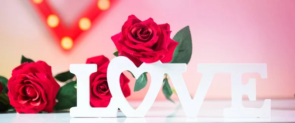 Valentines Day Concept Houten Woord Liefde Met Hart — Stockfoto