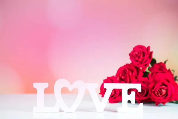 Valentines Day Concept Houten Woord Liefde Met Hart — Stockfoto