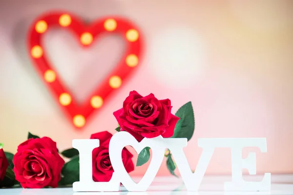 Valentines Day Concept Houten Woord Liefde Met Hart — Stockfoto